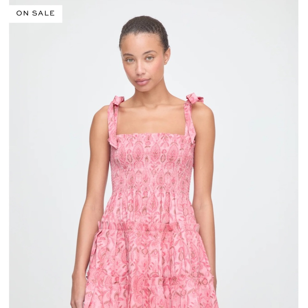 Hill House Charlotte Nap Dress- Pink Textured Tie-Shoulder Mini Dress - Picture 2 of 2